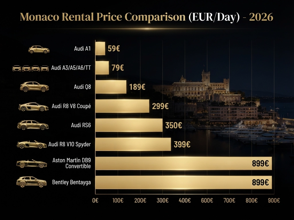 Renting Supercars in Monaco comparison chart