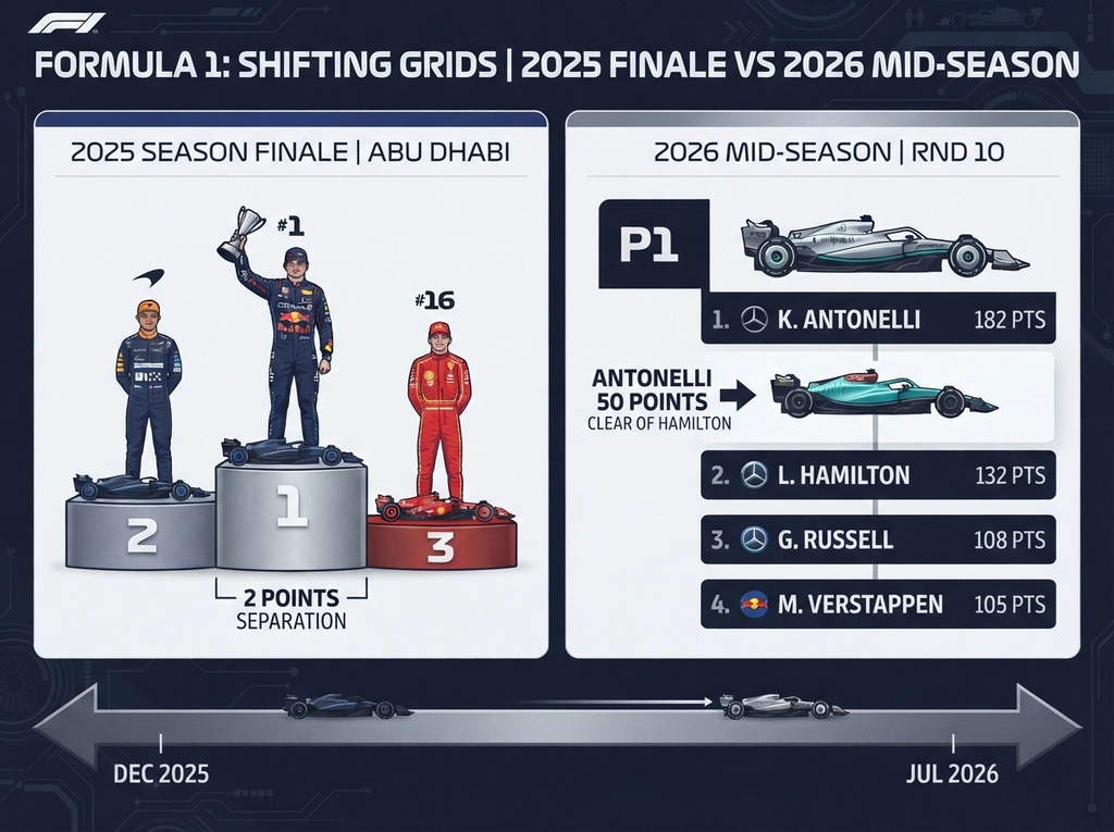 Driver and Constructor standings after every F1 race in 2026 comparison chart