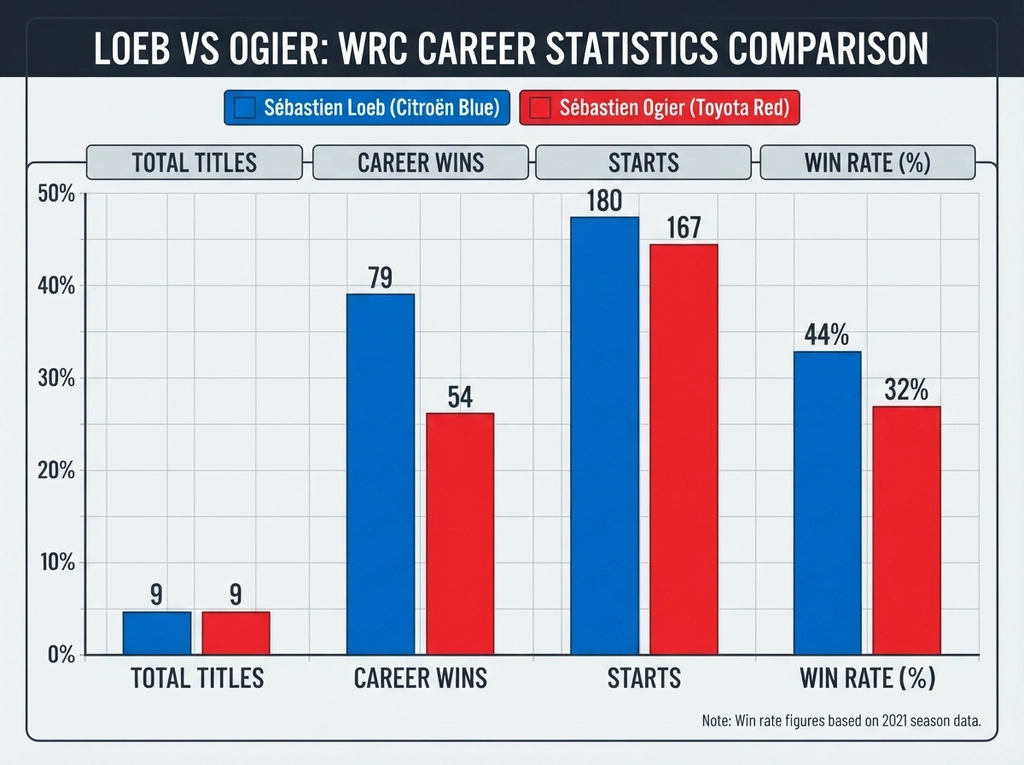 Comparison of driver achievements in WRC comparison chart