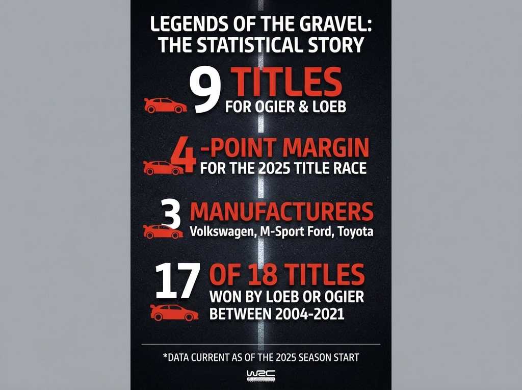 Comparison of driver achievements in WRC statistics infographic