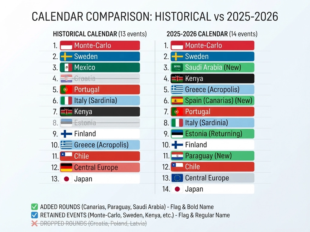 WRC Regulations and Scoring comparison chart