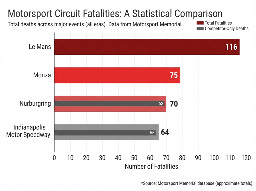 Fatalities in motorsport compared by category comparison chart
