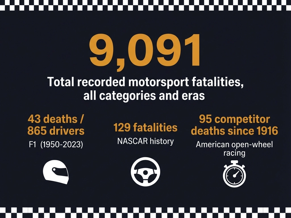 Fatalities in motorsport compared by category statistics infographic