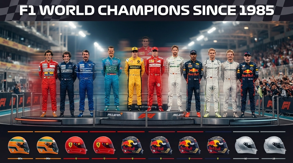 First Grand Prix results of F1 world champions since 1985