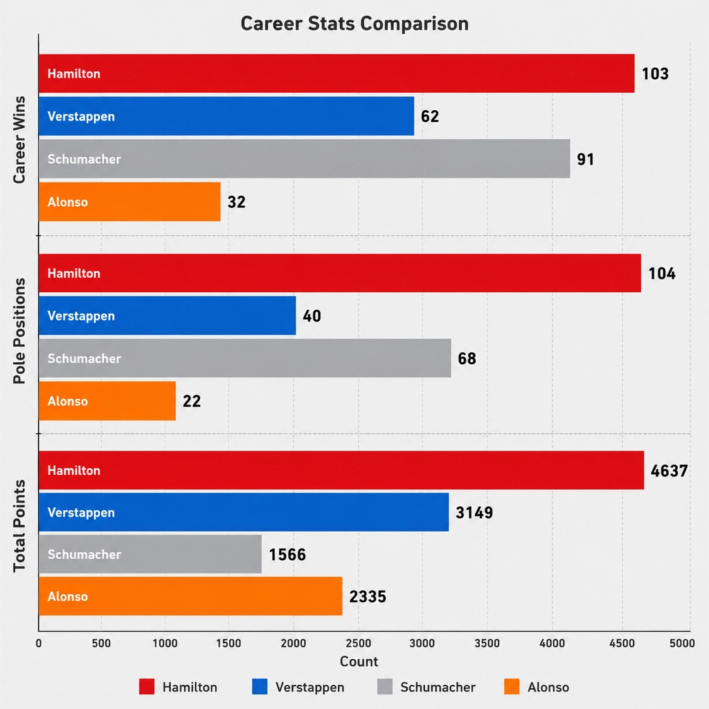 Comparison of F1 drivers' statistics over time comparison chart
