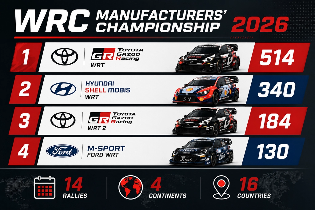 WRC Manufacturers' Championship 2026 statistics
