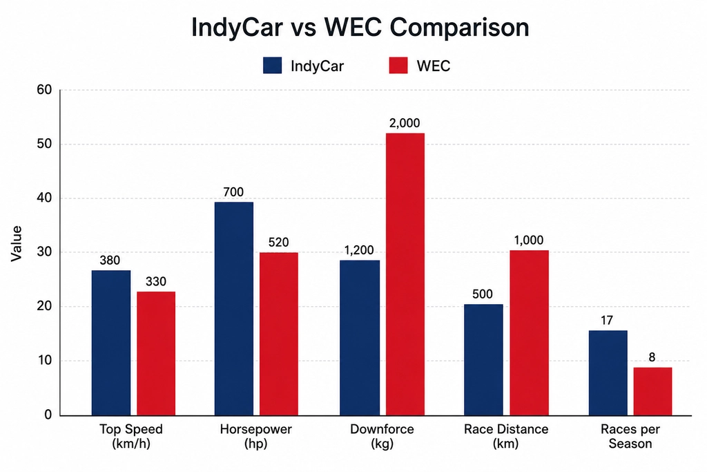 IndyCar vs WEC comparison chart